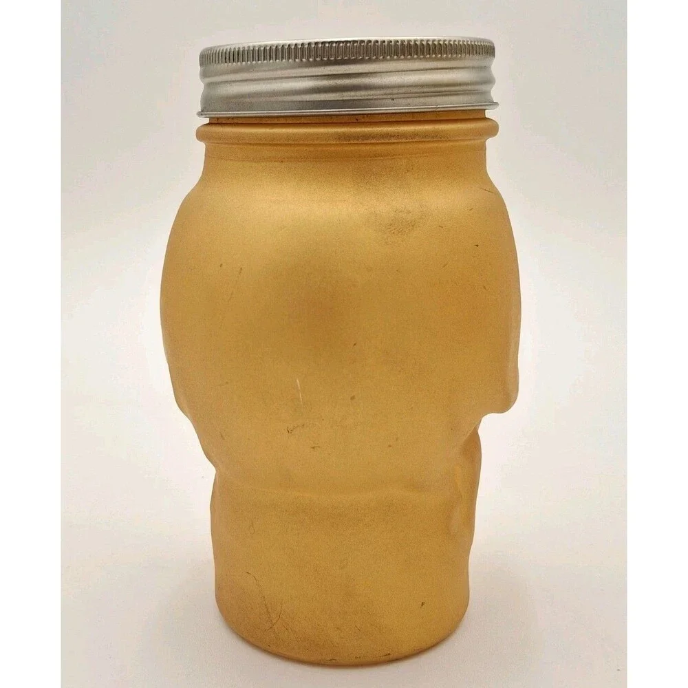 Skull Gold Glass Sipper Cup Mug 16 Oz NO Straw